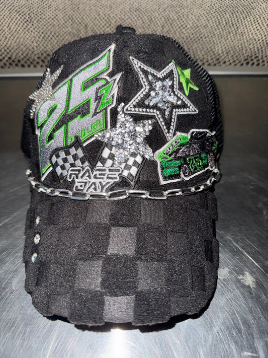 Black Checkered Women's Hat with #25z Stars