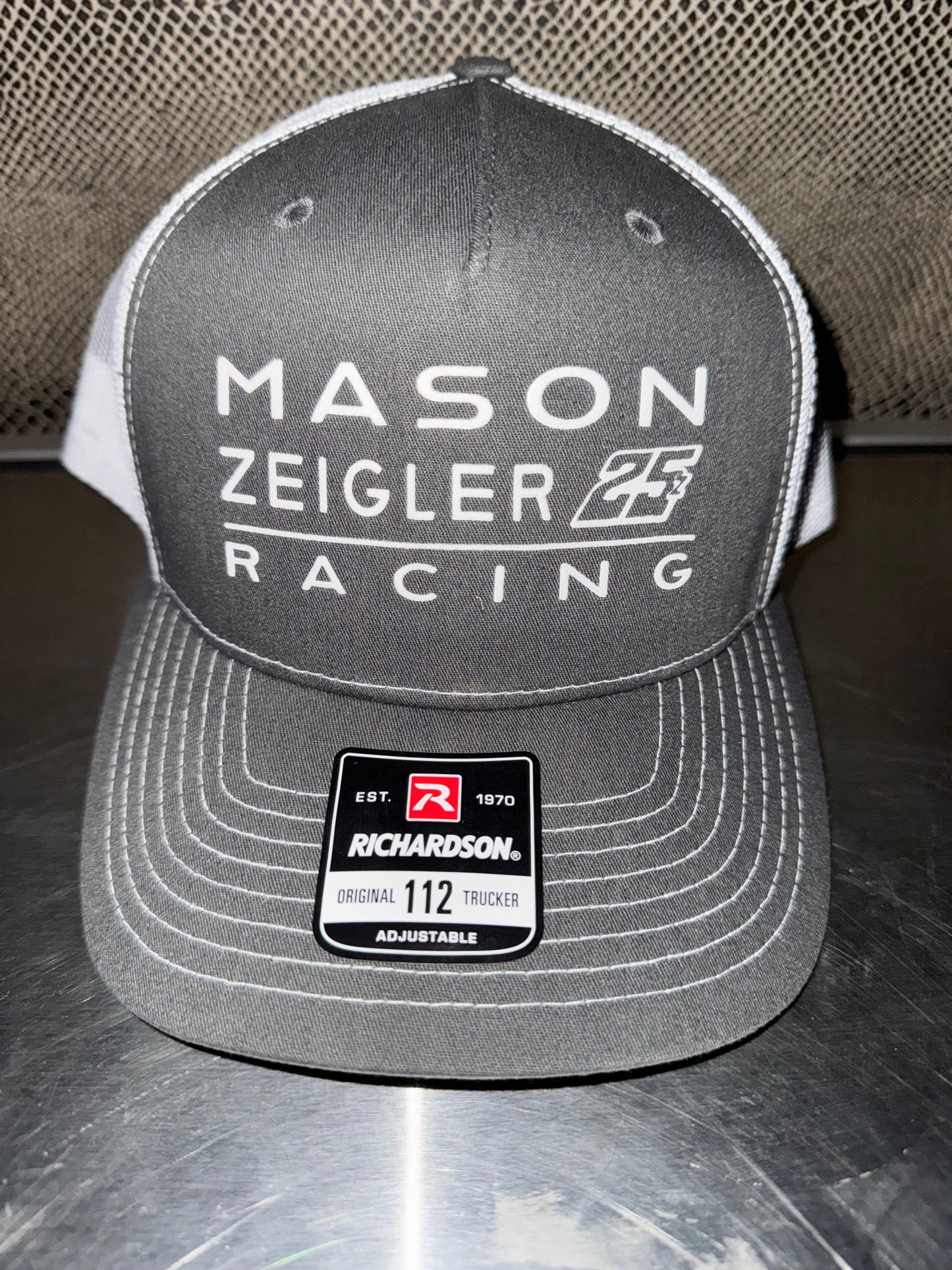 Gray / White Mesh Mason Zeigler Racing #25z Snap Back Hat