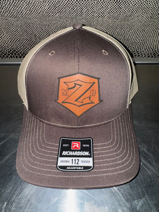 Brown / Tan Mesh MZR Leather Patch Snap Back Hat