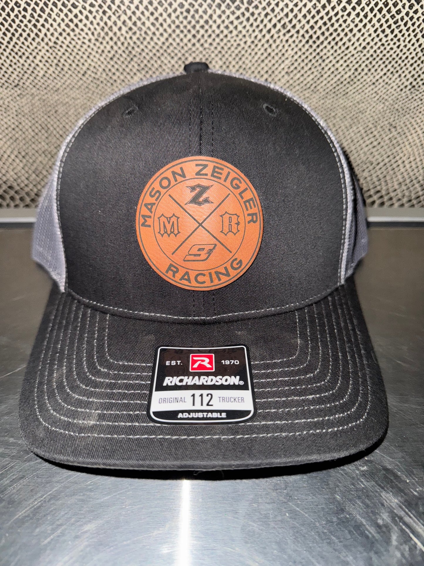 Black / White Mesh Mason Zeigler Leather Patch Snap Back Hat